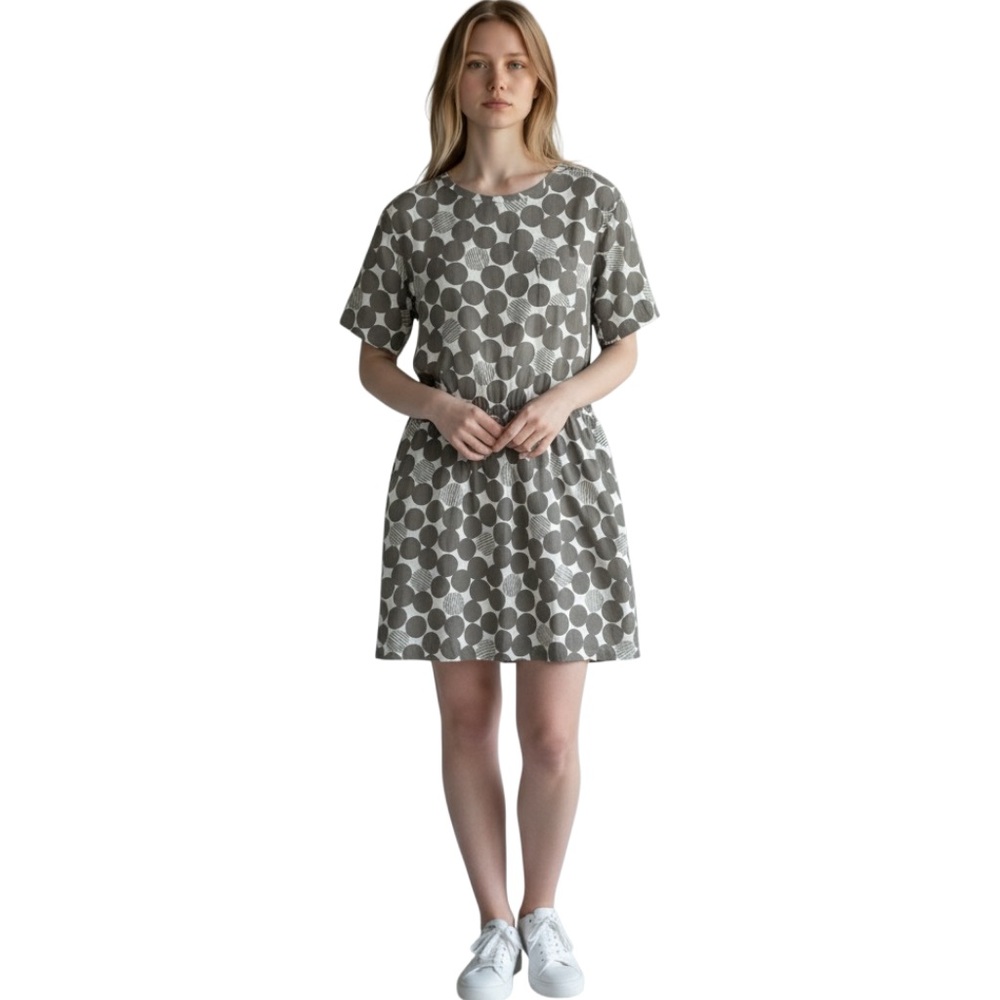Rosso35 Geneva 100% Cotton Spotted Shirt Dress with Short Sleeves Dots Size 40
